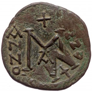 Heraclius (610-641), with Heraclius Constantine, AE follis (Bronze, 29,7 mm, 12,50 g), Seleucia or Isaura (?). Overstruc