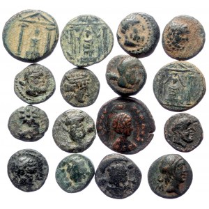 16 Greek AE coins (Bronze, 45.60g)