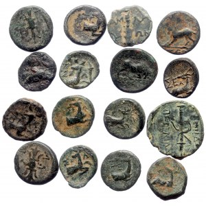 16 Greek AE coins (Bronze, 40.30g)