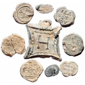 9 Byzantine Lead seals (Lead, 101.67g)