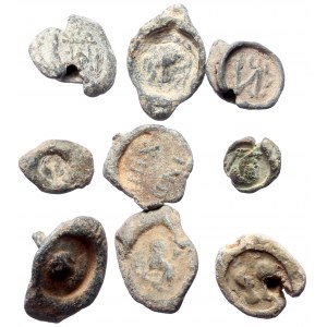 9 Byzantine Lead seals (Lead, 58.69g)