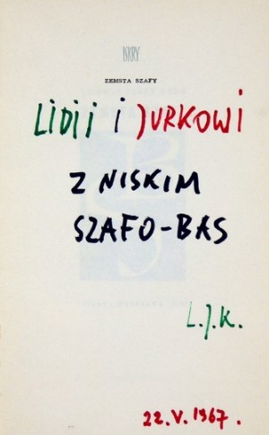 KERN Ludwik Jerzy - Zemsta szafy. Ilustr. Daniel Mróz. Warszawa 1967. Iskry. 16d, s. 182, [1]. broszura,...