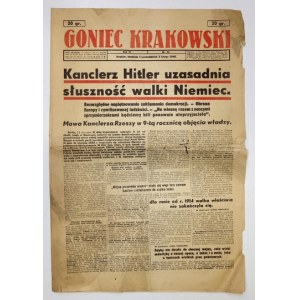 GONIEC Krakowski. Kanclerz Hitler uzasadnia słuszność walki Niemiec