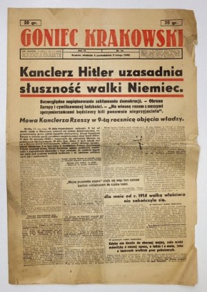 GONIEC Krakowski. Kanclerz Hitler uzasadnia słuszność walki Niemiec