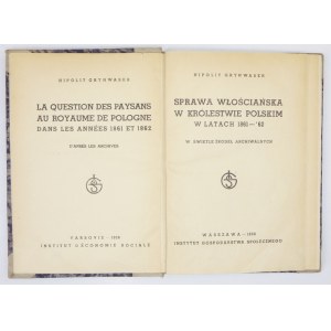 GRYNWASER Hipolit - Sprawa włościańska w Królestwie Polskim w latach 1861-62 w świetle źródeł archiwalnych. Warszawa 193...