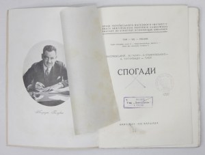 SPOGADY. Warszawa 1932. Ukraiński Instytut Naukowy. 4, s. 174, [1], tabl. 2. brosz. Prace UIN, t. 8,...