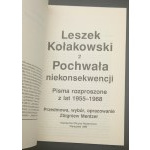 Pochwała niekonsekwencji Pisma rozproszone z lat 1955-1968 Leszek Kołakowski T. I-III Wydanie I krajowe