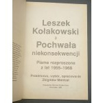 Pochwała niekonsekwencji Pisma rozproszone z lat 1955-1968 Leszek Kołakowski T. I-III Wydanie I krajowe