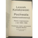 Pochwała niekonsekwencji Pisma rozproszone z lat 1955-1968 Leszek Kołakowski T. I-III Wydanie I krajowe