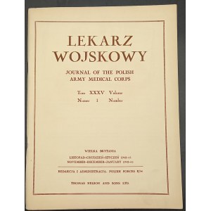 Lekarz Wojskowy Journal Of The Polish Army Medical Corps Tom XXXV Nr 1 Wielka Brytania 1942-43 Piękny stan!