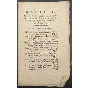 Katalog der kirchlichen Bücher aus der Buchhandlung von Bartłomiej Jablonski in Kapitulney Kamienica pod Nrem 30