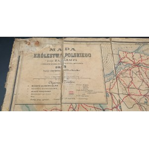 Karte des Königreichs Polen von P.A. Baracz mit Markierung von Eisen, geschlagenen und gewöhnlichen Straßen 1915