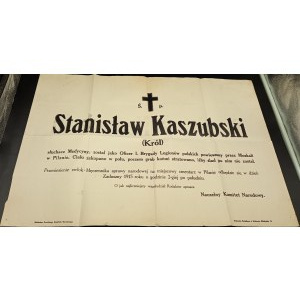 Obituary of the late Stanislaw Kashubski (King) Year 1915