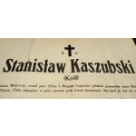 Obituary of the late Stanislaw Kashubski (King) Year 1915