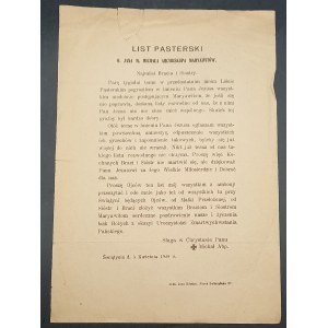 List Pasterski O. Jana M. Michała Arcybiskupa Maryawitów z dnia 5 Kwietnia 1928 r.