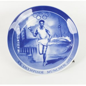 Wytwórnia Porcelany ROYAL HEIDELBERG, RFN, 1972 r., Talerz pamiątkowy dekoracyjny z Olimpiady w Monachium, 1972 r.