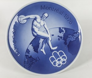 Królewska Fabryka Porcelany, Kopenhaga, Dania, XX w, Talerz pamiątkowy, dekoracyjny, Olimpiada w Montrealu, 1976