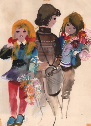Zbigniew Rychlicki (1922-1989) - [rysunek, 1978] [Dla Mamy], Zbigniew RYCHLICKI (1922-1989) - [rysunek, 1978] [Dla Mamy]; ok. 1978/akwarela, gwasz na kartonie, wym. 24,5 x 18 cm.