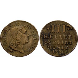 German States Hesse-Cassel 3 Heller 1728