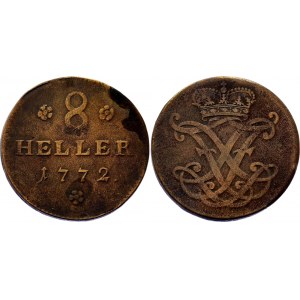 German States Hesse-Cassel 8 Heller 1772