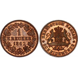 German States Nassau 1 Kreuzer 1862