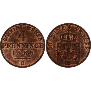 German States Prussia 4 Pfennig 1868 C