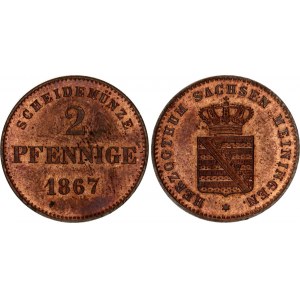 German States Saxe-Meiningen 2 Pfennig 1867