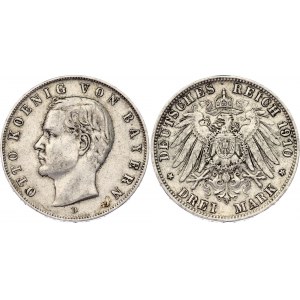 Germany - Empire Bavaria 3 Mark 1910 D