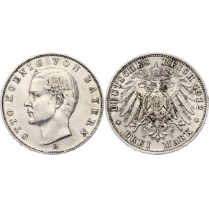 Germany - Empire Bavaria 3 Mark 1912 D