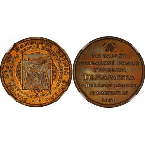 Czechoslovakia Brass Medal Construction of the Railway Handlová - Horná Štubňa 1930 NGC UNC DETAILS