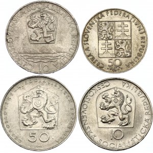 Czechoslovakia 2 x 10 & 2 x 50 Korun 1967 - 1990