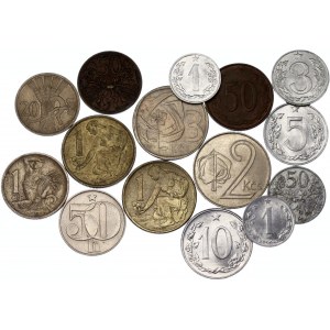 Czechoslovakia Lot of 15 Coins 1921 - 1991