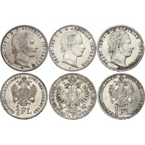 Austria 3 x 1/4 Florin 1858 - 1861