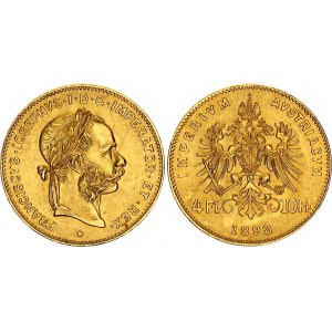 Austria 4 Florins / 10 Francs 1892 Restrike