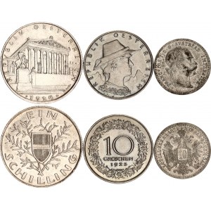 Austria Lot of 3 Coins 1872 - 1925