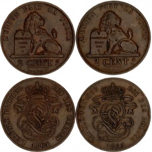 Belgium 2 Centimes 1864 - 1865