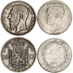 Belgium 2 x 50 Centimes 1898 - 1914