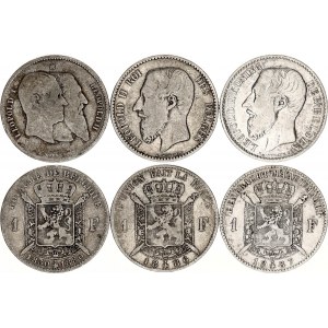 Belgium 3 x 1 Franc 1886 - 1887