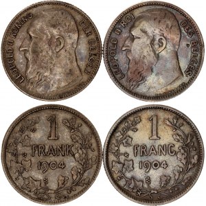 Belgium 1 Franc 2 Different Pcs 1904