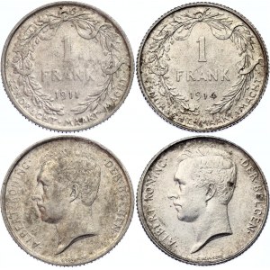 Belgium 2 x 1 Franc 1911 - 1914