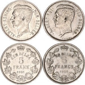 Belgium 5 Francs 2 Pcs 1930 - 1931