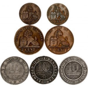 Belgium Lot of 7 Coins 1862 - 1894
