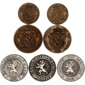 Belgium Lot of 7 Coins 1862 - 1894