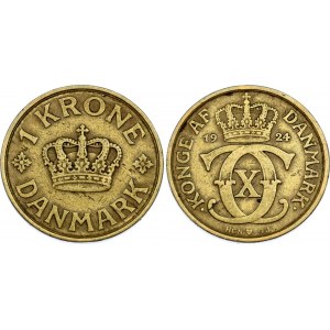 Denmark 1 Krone 1924 HCN GJ Key Date
