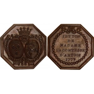 France Bronze Octagonal Jeton De Madame La Comtesse D'Artois 1773