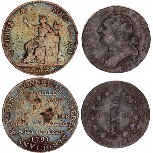 France Bronze Moneron & 12 Deniers 1791 - 1792