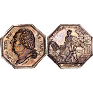 France Silver Octagonal Jeton Louis XVIII 1818 MDCCCXVIII