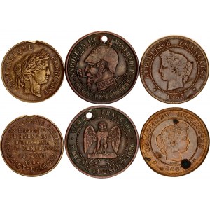 France Lot of 3 Tokens 1870 - 1893