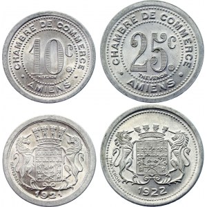 France Commune of Amiens 10 & 25 Centimes 1921 - 1922 Token