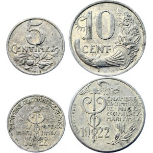 France Commune of Nice 5 & 10 Centimes 1922 Tokens
